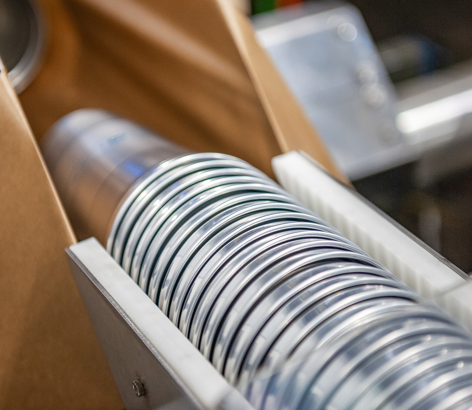 Cups stacked and ready for packaging.